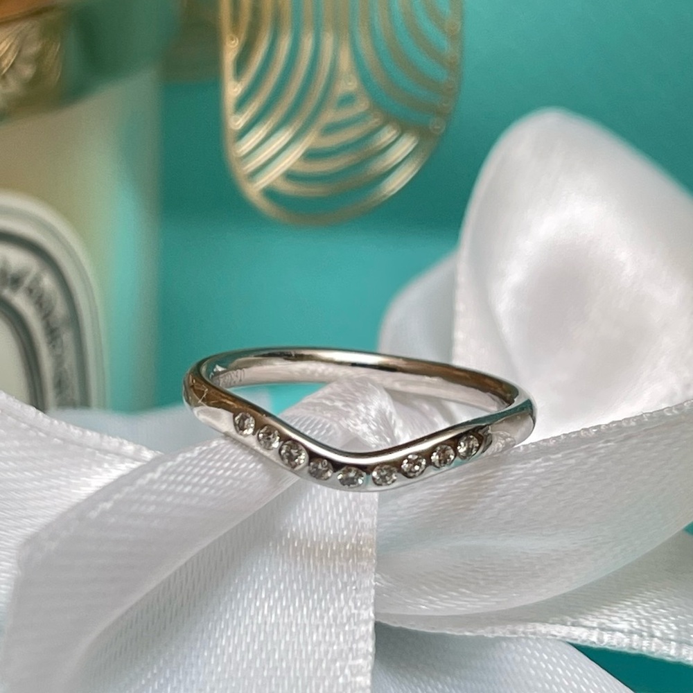 Tiffany Elsa Peretti Diamond Wedding Band Ring In Platinum